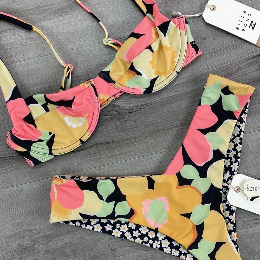 🔆BILLABONG🔆 PRETTY DAZE UNDERWIRE PRETTY DAZE FIJI BIKINI SET - Picture 5 of 16